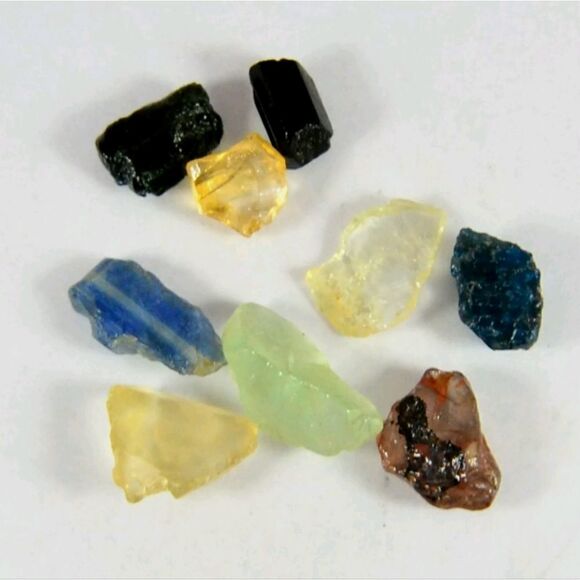 Jewelry - Rough Natural kyanite Citrine Apatite Tourmaline Fluorite Lemon Quartz Mixed Lot